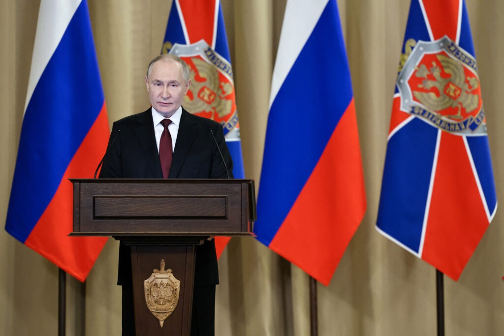 Russian President Putin attends a meeting of the Federal Security Service Board in Moscow