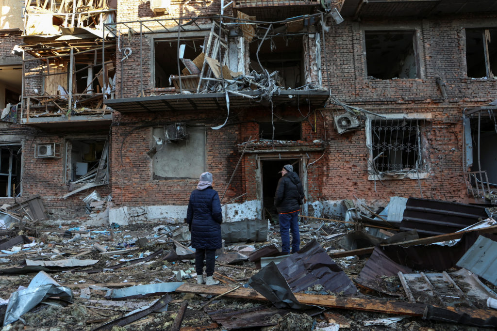 Aftermath of a Russian drone attack in Kharkiv